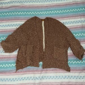 Tan velvet knit cardigan